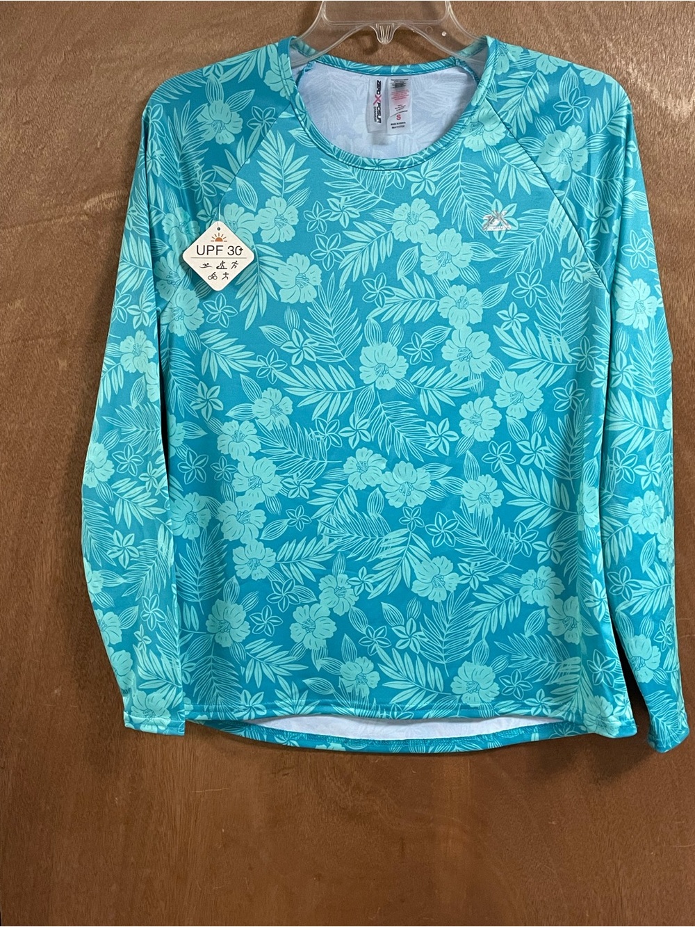 Aqua Floral UPF 30+ Long Sleeve Sun Shirt by Zero Xposur